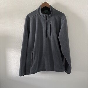 LL Bean Mens Gray Quarter Zip Fleece Pullover Jacket Gray Large